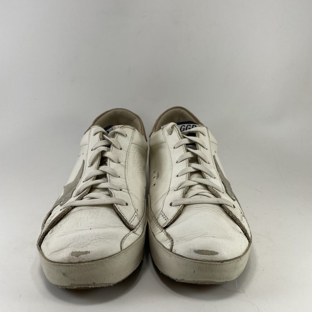 Golden Goose Super-Star White Leather Sneakers Grey Suede Star Taupe 39/9 - Picture 2 of 14